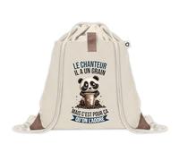 Sac à dos avec pochette Chanteur Panda Grain | Sac de Sport et Gym avec cordelettes en Toile | Idée Cadeau Collègue Noël Anniversaire | Sac Doudou