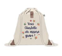Sac à dos avec pochette Charlotte elle assure grave ! | Sac de Gym et Sport, Sac Doudou Enfant Cadeau Fête des Mères Anniversaire Soeur Noël Tata Marraine