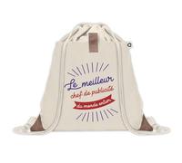 Sac à dos avec pochette Chef de Publicité Meilleur du Monde | Sac de Sport et Gym avec cordelettes en Toile | Idée Cadeau Collègue Noël Anniversaire | Sac Doudou