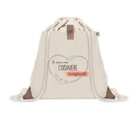 Sac à dos avec pochette Cuisinière Irremplaçable | Sac de Sport et Gym avec cordelettes en Toile | Idée Cadeau Collègue Noël Anniversaire | Sac Doudou
