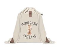 Sac à dos avec pochette Danse Classique c'est la Vie | Sac de Sport et Gym avec cordelettes en Toile | Idée Cadeau Collègue Noël Anniversaire | Sac Doudou
