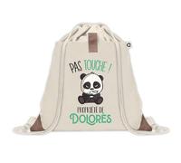 Sac à dos avec pochette Dolorès Pas Touche Panda | Sac de Sport et Gym avec cordelettes en Toile | Idée Cadeau Collègue Noël Anniversaire | Sac Doudou