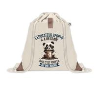 Sac à dos avec pochette Éducateur Sportif Panda Grain | Sac de Sport et Gym avec cordelettes en Toile | Idée Cadeau Collègue Noël Anniversaire | Sac Doudou