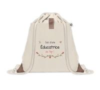 Sac à dos avec pochette Éducatrice au Top | Sac de Sport et Gym avec cordelettes en Toile | Idée Cadeau Collègue Noël Anniversaire | Sac Doudou