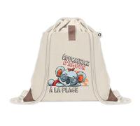 Sac à dos avec pochette Éducatrice Koala à la Plage | Sac de Sport et Gym avec cordelettes en Toile | Idée Cadeau Collègue Noël Anniversaire | Sac Doudou