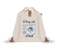 Sac à Dos avec Pochette Eliott : Le linge sale | Sac Crèche École Maternelle Petite Section | Coton Recyclé 8 L Poche Velcro | Cadeau Rentrée Garçon