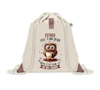Sac à dos avec pochette Esther Chouette Grain | Sac de Sport et Gym avec cordelettes en Toile | Idée Cadeau Collègue Noël Anniversaire | Sac Doudou