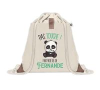 Sac à dos avec pochette Fernande Pas Touche Panda | Sac de Sport et Gym avec cordelettes en Toile | Idée Cadeau Collègue Noël Anniversaire | Sac Doudou