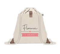 Sac à dos avec pochette Florence en Vacances | Sac de Sport et Gym avec cordelettes en Toile | Idée Cadeau Collègue Noël Anniversaire | Sac Doudou