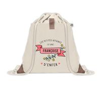 Sac à dos avec pochette Françoise Les Affaires d'Enfer | Sac de Sport et Gym avec cordelettes en Toile | Idée Cadeau Collègue Noël Anniversaire | Sac Doudou