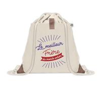 Sac à dos avec pochette Frère Meilleur du Monde | Sac de Sport et Gym avec cordelettes en Toile | Idée Cadeau Collègue Noël Anniversaire | Sac Doudou