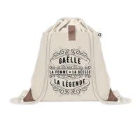 Sac à dos avec pochette Gaëlle Femme Déesse Légende | Sac de Sport et Gym avec cordelettes en Toile | Idée Cadeau Collègue Noël Anniversaire | Sac Doudou