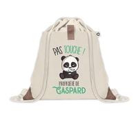 Sac à dos avec pochette Gaspard Pas Touche Panda | Sac de Sport et Gym avec cordelettes en Toile | Idée Cadeau Collègue Noël Anniversaire | Sac Doudou
