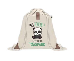 Sac à dos avec pochette Gaspard Pas Touche Panda | Sac de Sport et Gym avec cordelettes en Toile | Idée Cadeau Collègue Noël Anniversaire | Sac Doudou