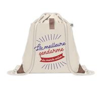 Sac à dos avec pochette Gendarme Meilleure du Monde | Sac de Sport et Gym avec cordelettes en Toile | Idée Cadeau Collègue Noël Anniversaire | Sac Doudou
