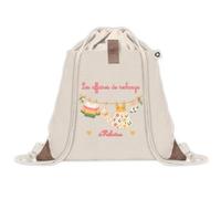 Sac à Dos avec Pochette Héloïse : Les affaires de rechange | Sac Crèche École Maternelle Petite Section | Coton Recyclé 8 L Poche Velcro | Cadeau Rentrée Fille