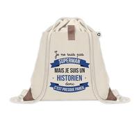 Sac à dos avec pochette Historien Super-Héros Homme | Sac de Sport et Gym avec cordelettes en Toile | Idée Cadeau Collègue Noël Anniversaire | Sac Doudou