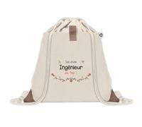 Sac à dos avec pochette Ingénieur au Top | Sac de Sport et Gym avec cordelettes en Toile | Idée Cadeau Collègue Noël Anniversaire | Sac Doudou