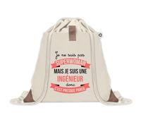 Sac à dos avec pochette Ingénieur Super-Héros Femme | Sac de Sport et Gym avec cordelettes en Toile | Idée Cadeau Collègue Noël Anniversaire | Sac Doudou