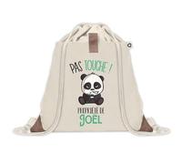 Sac à dos avec pochette Joël Pas Touche Panda | Sac de Sport et Gym avec cordelettes en Toile | Idée Cadeau Collègue Noël Anniversaire | Sac Doudou
