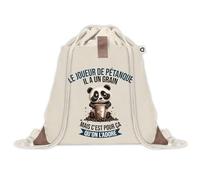 Sac à dos avec pochette Joueur de Pétanque Panda Grain | Sac de Sport et Gym avec cordelettes en Toile | Idée Cadeau Collègue Noël Anniversaire | Sac Doudou