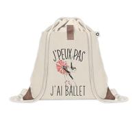 Sac à dos avec pochette J'peux Pas Ballet Danse Classique | Sac de Sport et Gym avec cordelettes en Toile | Idée Cadeau Collègue Noël Anniversaire | Sac Doudou