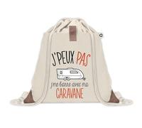 Sac à dos avec pochette J'peux Pas Caravane | Sac de Sport et Gym avec cordelettes en Toile | Idée Cadeau Collègue Noël Anniversaire | Sac Doudou