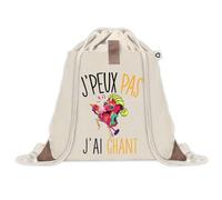 Sac à dos avec pochette J'peux Pas Chant | Sac de Sport et Gym avec cordelettes en Toile | Idée Cadeau Collègue Noël Anniversaire | Sac Doudou
