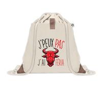 Sac à dos avec pochette J'peux Pas Féria | Sac de Sport et Gym avec cordelettes en Toile | Idée Cadeau Collègue Noël Anniversaire | Sac Doudou