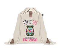 Sac à dos avec pochette J'peux Pas Flamant Rose Flemme | Sac de Sport et Gym avec cordelettes en Toile | Idée Cadeau Collègue Noël Anniversaire | Sac Doudou