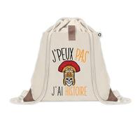 Sac à dos avec pochette J'peux Pas Histoire | Sac de Sport et Gym avec cordelettes en Toile | Idée Cadeau Collègue Noël Anniversaire | Sac Doudou