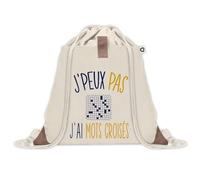 Sac à dos avec pochette J'peux Pas Mots Croisés | Sac de Sport et Gym avec cordelettes en Toile | Idée Cadeau Collègue Noël Anniversaire | Sac Doudou