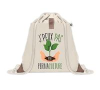 Sac à dos avec pochette J'peux Pas Permaculture | Sac de Sport et Gym avec cordelettes en Toile | Idée Cadeau Collègue Noël Anniversaire | Sac Doudou