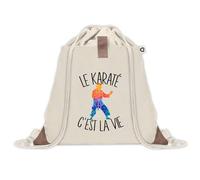 Sac à dos avec pochette Karaté c'est la Vie | Sac de Sport et Gym avec cordelettes en Toile | Idée Cadeau Collègue Noël Anniversaire | Sac Doudou
