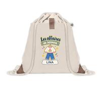 Sac à Dos avec Pochette Lina : Les affaires de secours - fille | Sac Crèche École Maternelle Petite Section | Coton Recyclé 8 L Poche à Scratch | Cadeau Rentrée