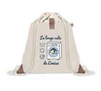 Sac à Dos avec Pochette Louise : Le linge sale | Sac Crèche École Maternelle Petite Section | Coton Recyclé 8 L Poche Velcro | Cadeau Rentrée Fille