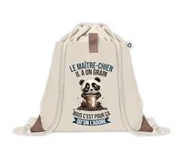 Sac à dos avec pochette Maître-Chien Panda Grain | Sac de Sport et Gym avec cordelettes en Toile | Idée Cadeau Collègue Noël Anniversaire | Sac Doudou