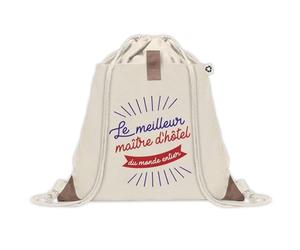Sac à dos avec pochette Maître d’Hôtel Meilleur du Monde | Sac de Sport et Gym avec cordelettes en Toile | Idée Cadeau Collègue Noël Anniversaire | Sac Doudou
