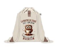 Sac à dos avec pochette Maitre de Stage Chouette Grain | Sac de Sport et Gym avec cordelettes en Toile | Idée Cadeau Collègue Noël Anniversaire | Sac Doudou