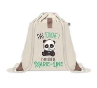 Sac à dos avec pochette Marie-Line Pas Touche Panda | Sac de Sport et Gym avec cordelettes en Toile | Idée Cadeau Collègue Noël Anniversaire | Sac Doudou
