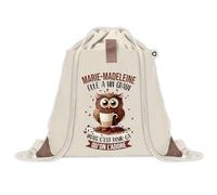 Sac à dos avec pochette Marie-Madeleine Chouette Grain | Sac de Sport et Gym avec cordelettes en Toile | Idée Cadeau Collègue Noël Anniversaire | Sac Doudou