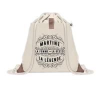 Sac à dos avec pochette Martine Femme Déesse Légende | Sac de Sport et Gym avec cordelettes en Toile | Idée Cadeau Collègue Noël Anniversaire | Sac Doudou