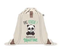 Sac à dos avec pochette Martine Pas Touche Panda | Sac de Sport et Gym avec cordelettes en Toile | Idée Cadeau Collègue Noël Anniversaire | Sac Doudou