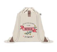 Sac à dos avec pochette Mathilde Les Affaires d'Enfer | Sac de Sport et Gym avec cordelettes en Toile | Idée Cadeau Collègue Noël Anniversaire | Sac Doudou