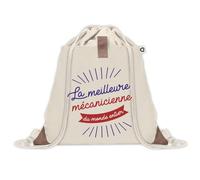 Sac à dos avec pochette Mécanicienne Meilleure du Monde | Sac de Sport et Gym avec cordelettes en Toile | Idée Cadeau Collègue Noël Anniversaire | Sac Doudou