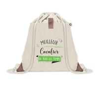 Sac à dos avec pochette Meilleur Cavalier de tous les temps | Sac de Sport et Gym avec cordelettes en Toile | Idée Cadeau Collègue Noël Anniversaire | Sac Doudou