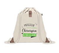 Sac à dos avec pochette Meilleur Chirurgien de tous les temps | Sac de Sport et Gym avec cordelettes en Toile | Idée Cadeau Collègue Noël Anniversaire | Sac Doudou