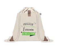 Sac à dos avec pochette Meilleur Écrivain de tous les temps | Sac de Sport et Gym avec cordelettes en Toile | Idée Cadeau Collègue Noël Anniversaire | Sac Doudou