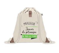 Sac à dos avec pochette Meilleur Joueur de Pétanque de tous les temps | Sac de Sport et Gym avec cordelettes en Toile | Idée Cadeau Collègue Noël Anniversaire | Sac Doudou