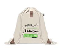 Sac à dos avec pochette Meilleur Médiateur de tous les temps | Sac de Sport et Gym avec cordelettes en Toile | Idée Cadeau Collègue Noël Anniversaire | Sac Doudou
